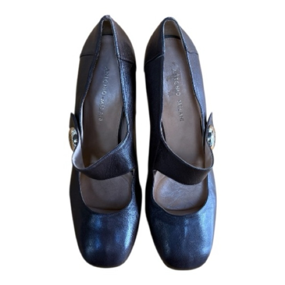 Antonio Melani brown Leather Mary Jane Block Heels - 11M